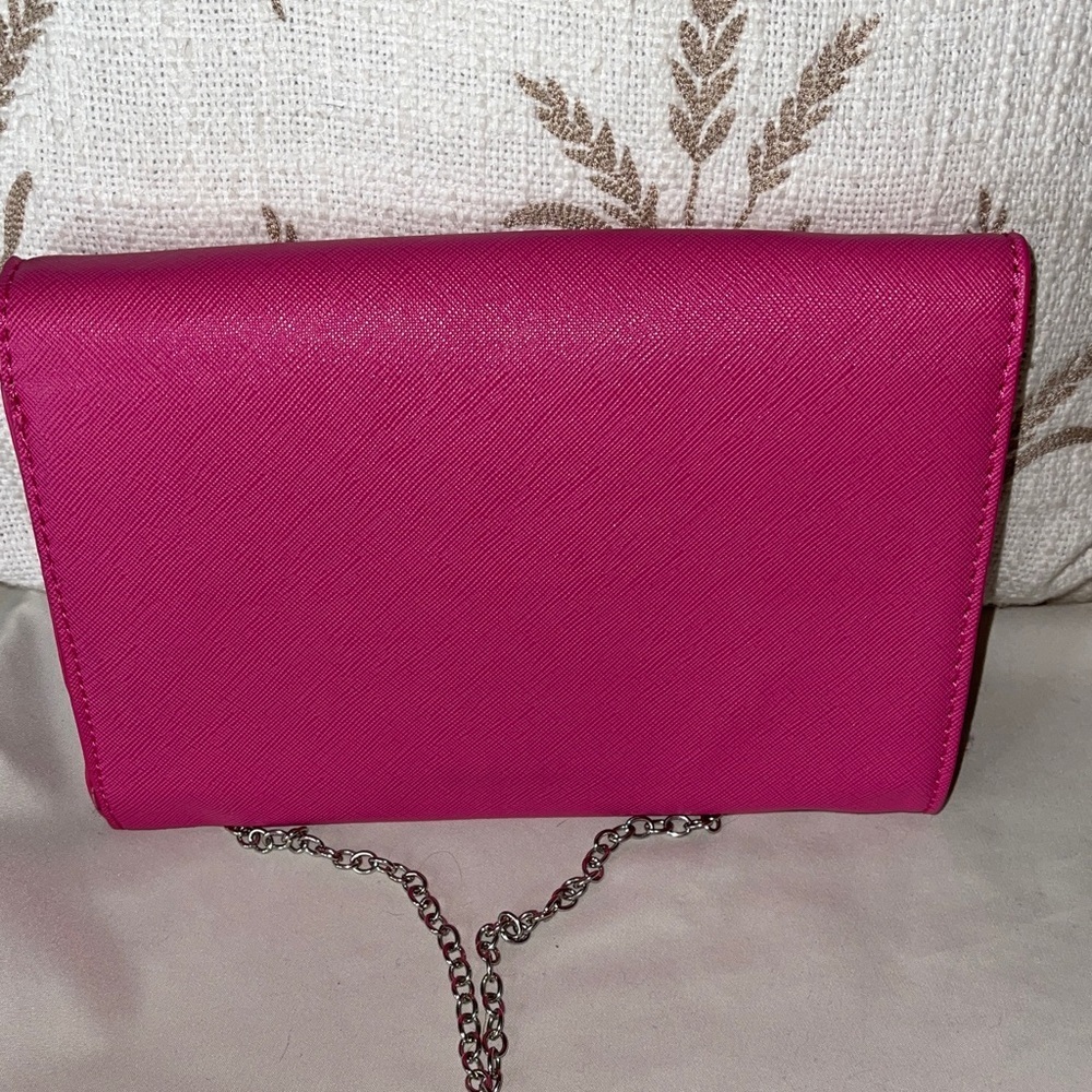 Betsey Johnson Vibrant Pink Crossbody Bag with Silver Chain by Betsey Johnson - Picture 6 of 8